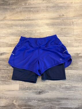 Athleta Ready Set Go 2 in 1 Purple Blue Athletic Shorts XS